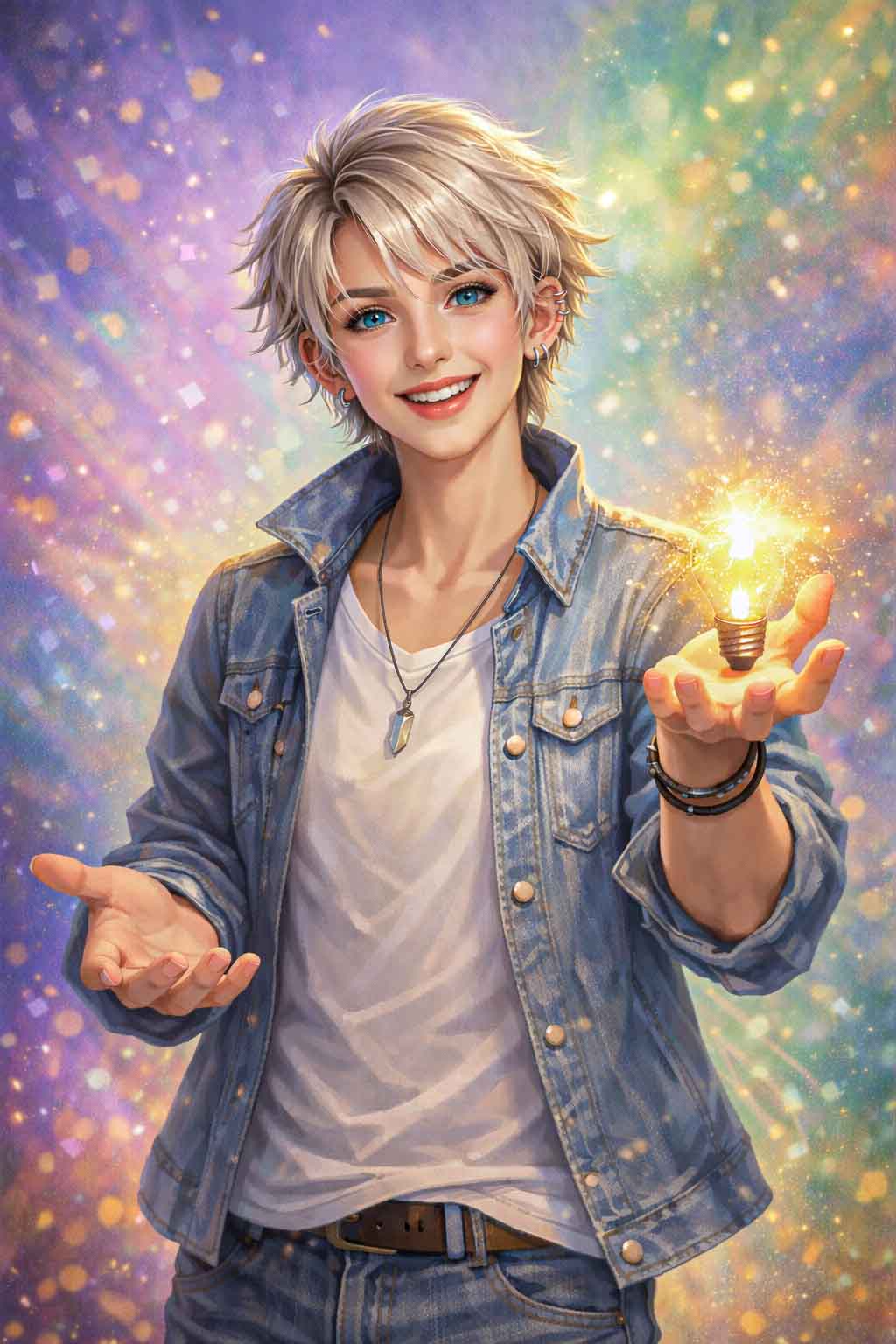 Photo imaginaire d'une fée moderne, qui tout d'un coup vous apporte la compréhension des choses et vous invite à agir. Un dessin créé par l'I.A